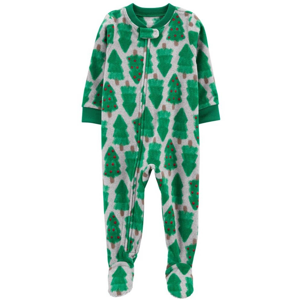 Carter's Christmas Tree fleece footie family matching pajamas, 24m